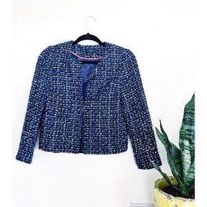 J.Crew Navy & Metallic Silk Blend Jacket